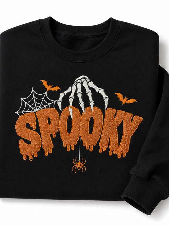 Comfort Colors Tops - Spooky Embroidered Sweatshirt Halloween